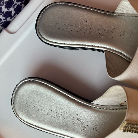 Italian Shoemakers elastic white band flats sandals slippers with gold details 9 - Picture 11 of 12